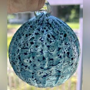 Jane Charles Glass Ornament Bauble Blue Sun Catcher Window Studio Handmade